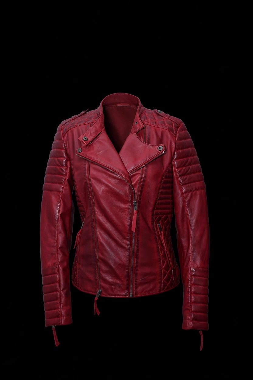 Mens Red Leather Biker Jacket – Classic Motorcycle Style